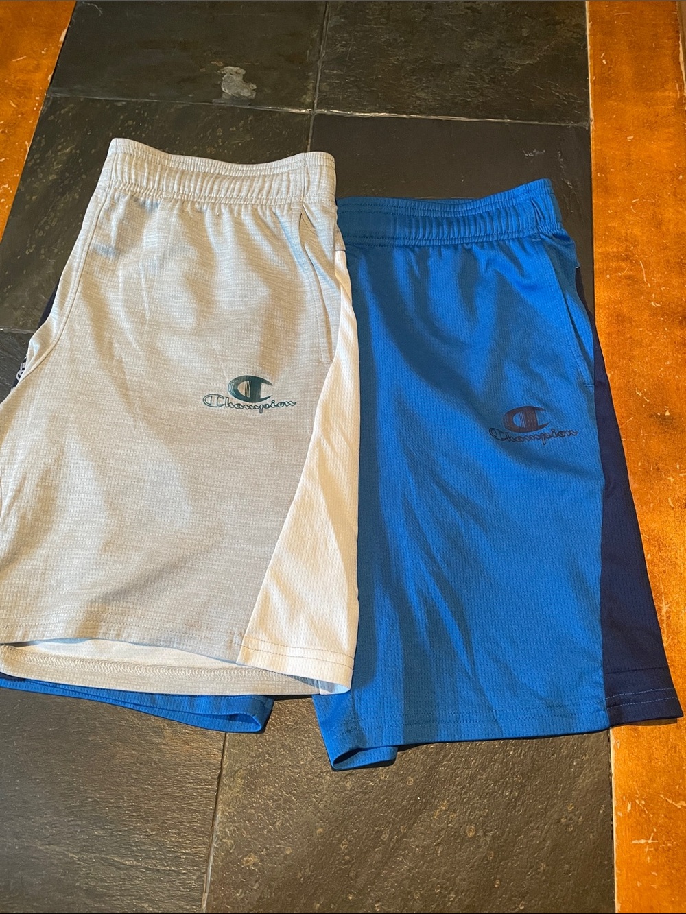 Champion Athletic Shorts — Gray & Blue Two-Pack